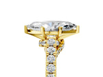 Yellow gold Marquise Cut Diamond Solitaire Ring with Crossover Gallery and Round Pavé Band_5
