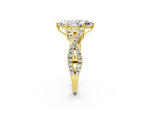 Yellow gold Marquise Cut Diamond Solitaire Ring with Four-Prong Setting and Twisted Pavé Band_2