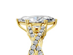 Yellow gold Marquise Cut Diamond Solitaire Ring with Four-Prong Setting and Twisted Pavé Band_5