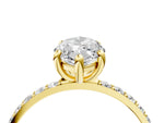 Yellow gold Marquise Cut Diamond Solitaire Ring with Round Moissanite Pavé Band and Prong Setting_4