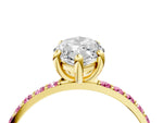 Yellow gold Marquise Cut Diamond Solitaire Ring with Round Pink Sapphire Pavé Band and Prong Setting_4