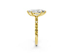 Yellow gold Marquise Cut Diamond Solitaire Ring with Round Yellow Sapphire Pavé Band and Prong Setting_2