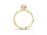 Yellow gold Marquise Cut Diamond Solitaire Ring with Round Yellow Sapphire Pavé Band and Prong Setting_3