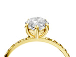 Yellow gold Marquise Cut Diamond Solitaire Ring with Round Yellow Sapphire Pavé Band and Prong Setting_4