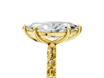 Yellow gold Marquise Cut Diamond Solitaire Ring with Round Yellow Sapphire Pavé Band and Prong Setting_5
