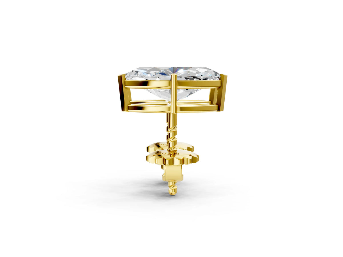 Yellow gold Marquise Cut Diamond Stud Earrings_2