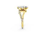 Yellow gold Marquise Cut Solitaire Twist Band with Pave Set Diamonds and Four-Prong Setting_2