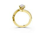 Yellow gold Marquise Cut Solitaire Twist Band with Pave Set Diamonds and Four-Prong Setting_3
