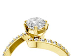 Yellow gold Marquise Cut Solitaire Twist Band with Pave Set Diamonds and Four-Prong Setting_4