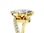 Yellow gold Marquise Cut Solitaire Twist Band with Pave Set Diamonds and Four-Prong Setting_5