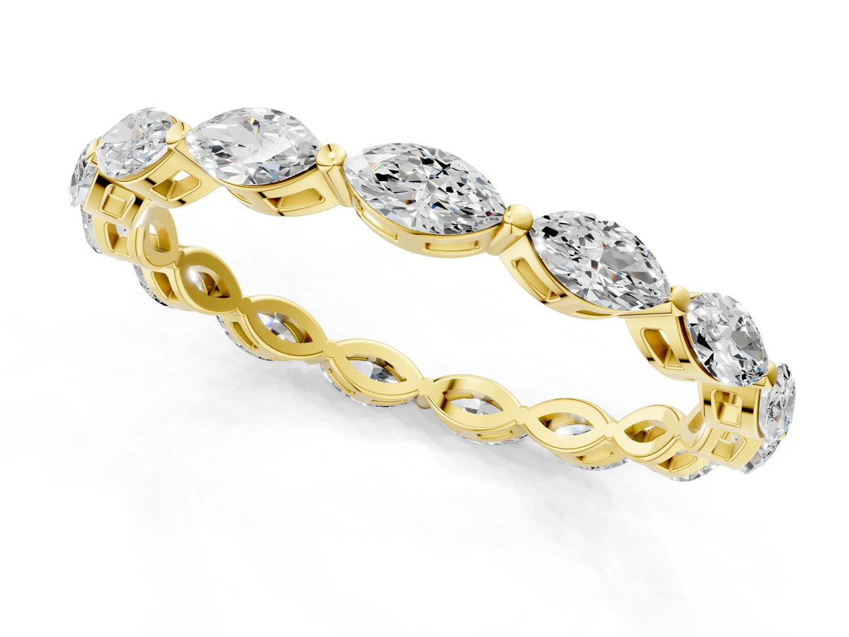 Yellow gold Marquise Diamond Eternity Band with U-Prong Setting_1