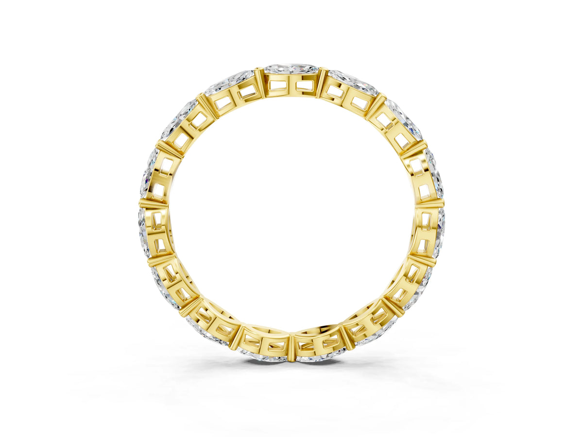 Yellow gold Marquise Diamond Eternity Band with U-Prong Setting_3