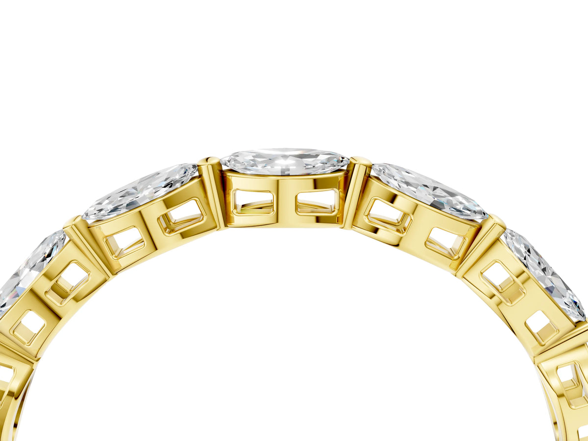 Yellow gold Marquise Diamond Eternity Band with U-Prong Setting_4