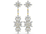 Yellow gold Marquise Diamond Floral Dangle Earrings