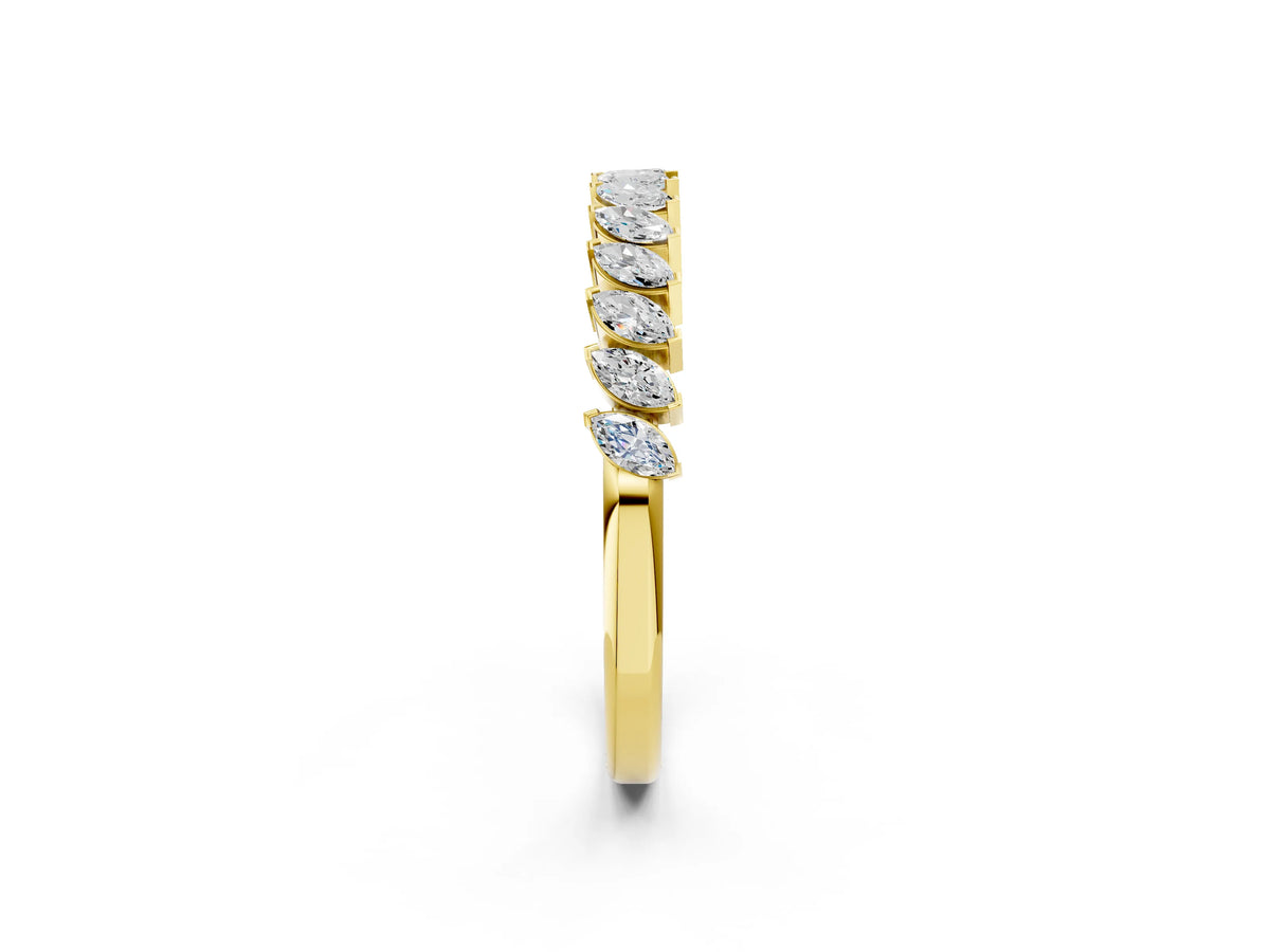 Yellow gold Marquise Diamond Half-Eternity Band with Shared Prong Setting_2