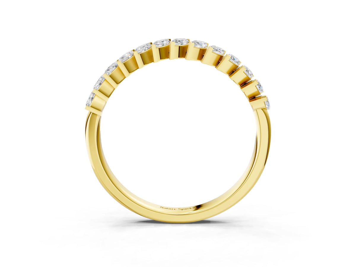 Yellow gold Marquise Diamond Half-Eternity Band with Shared Prong Setting_3