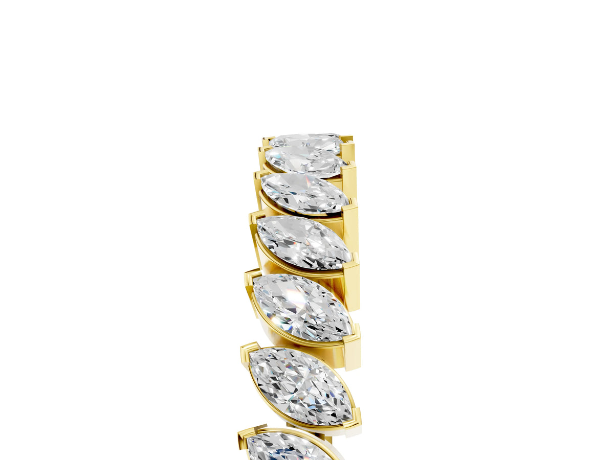 Yellow gold Marquise Diamond Half-Eternity Band with Shared Prong Setting_5