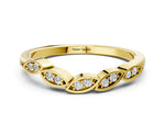 Yellow gold Marquise Diamond Leaf Eternity Band with Bezel Setting