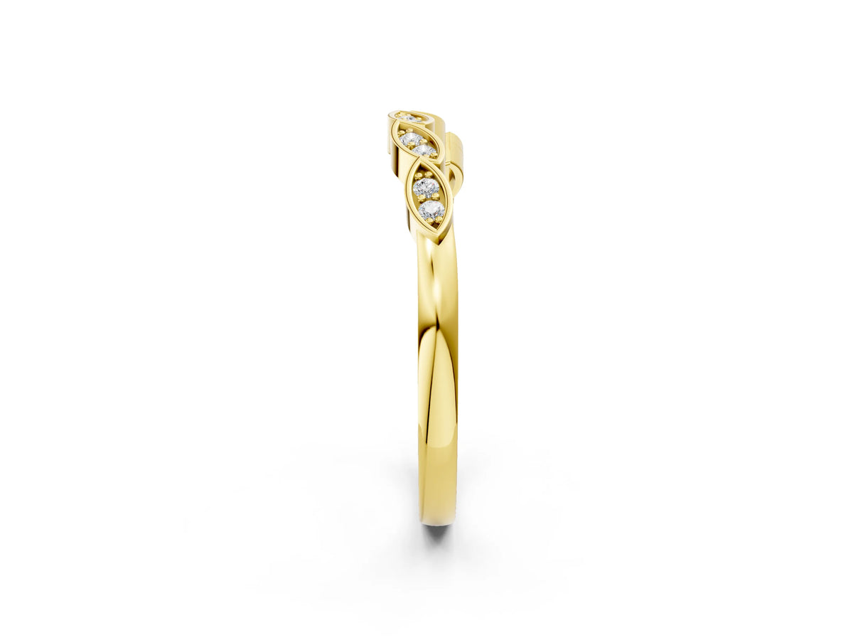 Yellow gold Marquise Diamond Leaf Eternity Band with Bezel Setting_2