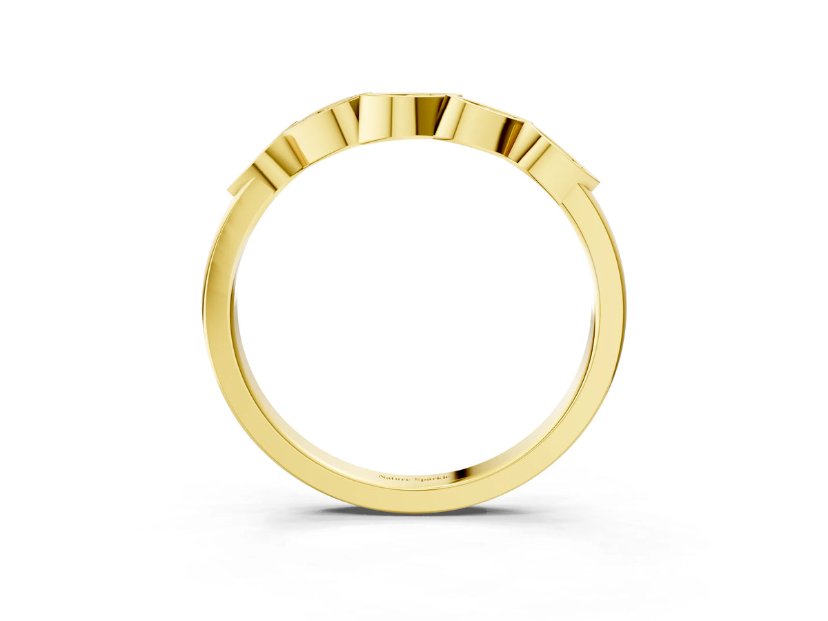 Yellow gold Marquise Diamond Leaf Eternity Band with Bezel Setting_3