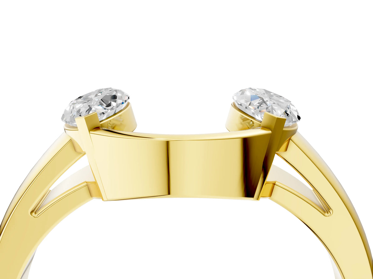 Yellow gold Marquise Diamond Open Band Ring with Tension Setting_4