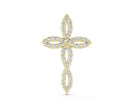 Yellow gold Marquise Diamond Pavé Cross Pendant