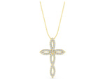 Yellow gold Marquise Diamond Pavé Cross Pendant_1