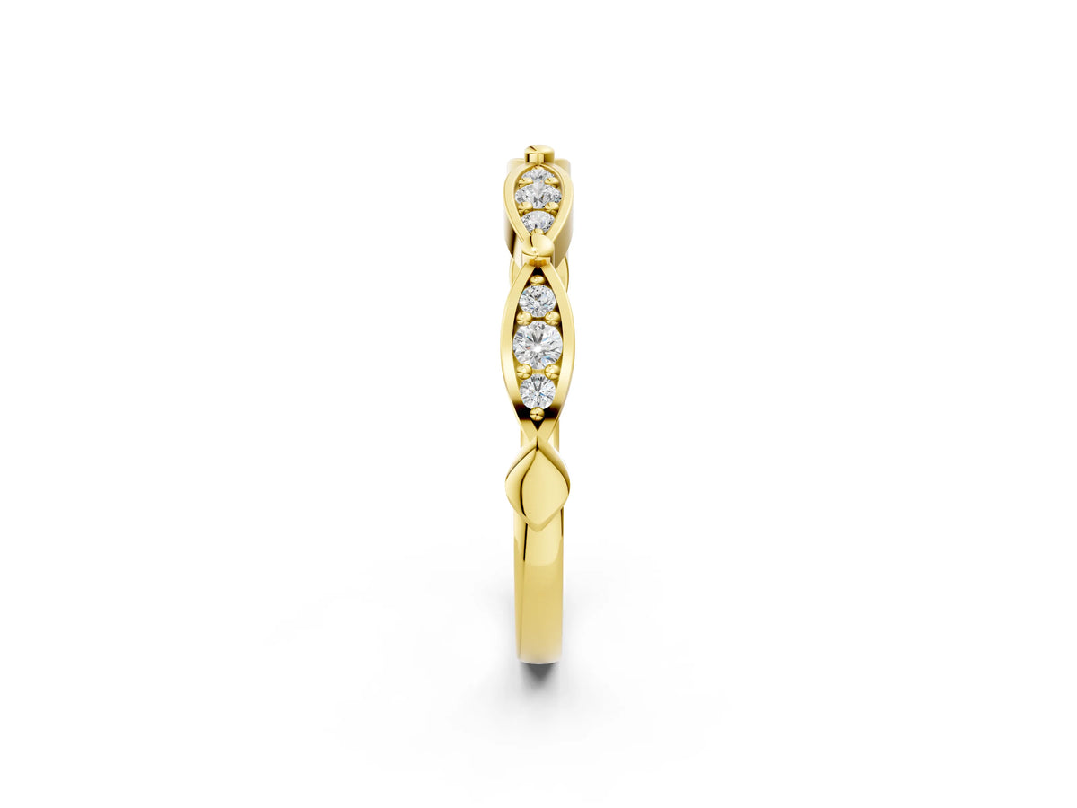 Yellow gold Marquise Diamond Pavé Eternity Band with Bezel Setting_2