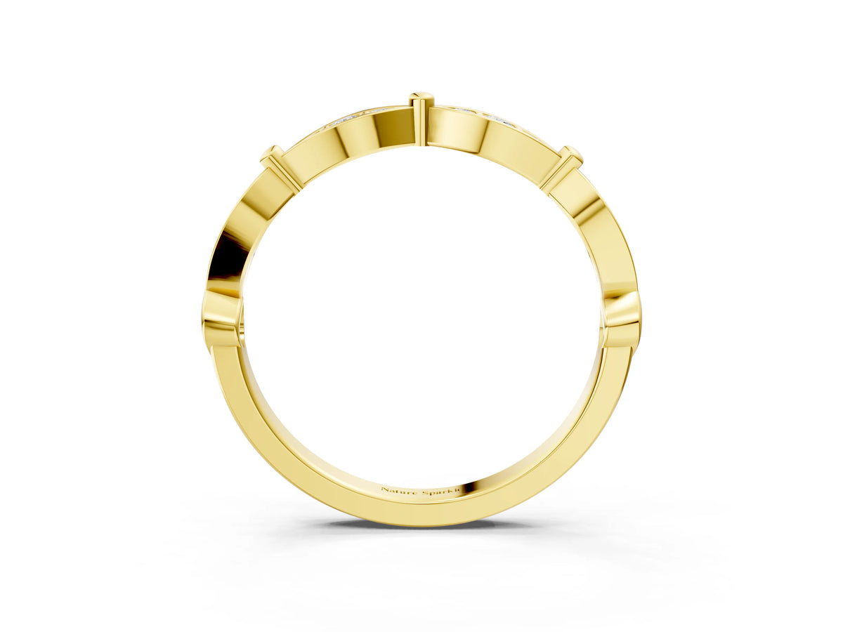 Yellow gold Marquise Diamond Pavé Eternity Band with Bezel Setting_3