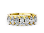 Yellow gold Marquise Diamond Prong Set White Gold Curved Band