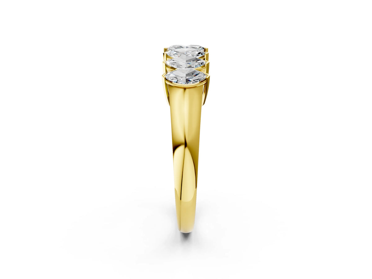Yellow gold Marquise Diamond Prong Set White Gold Curved Band_2