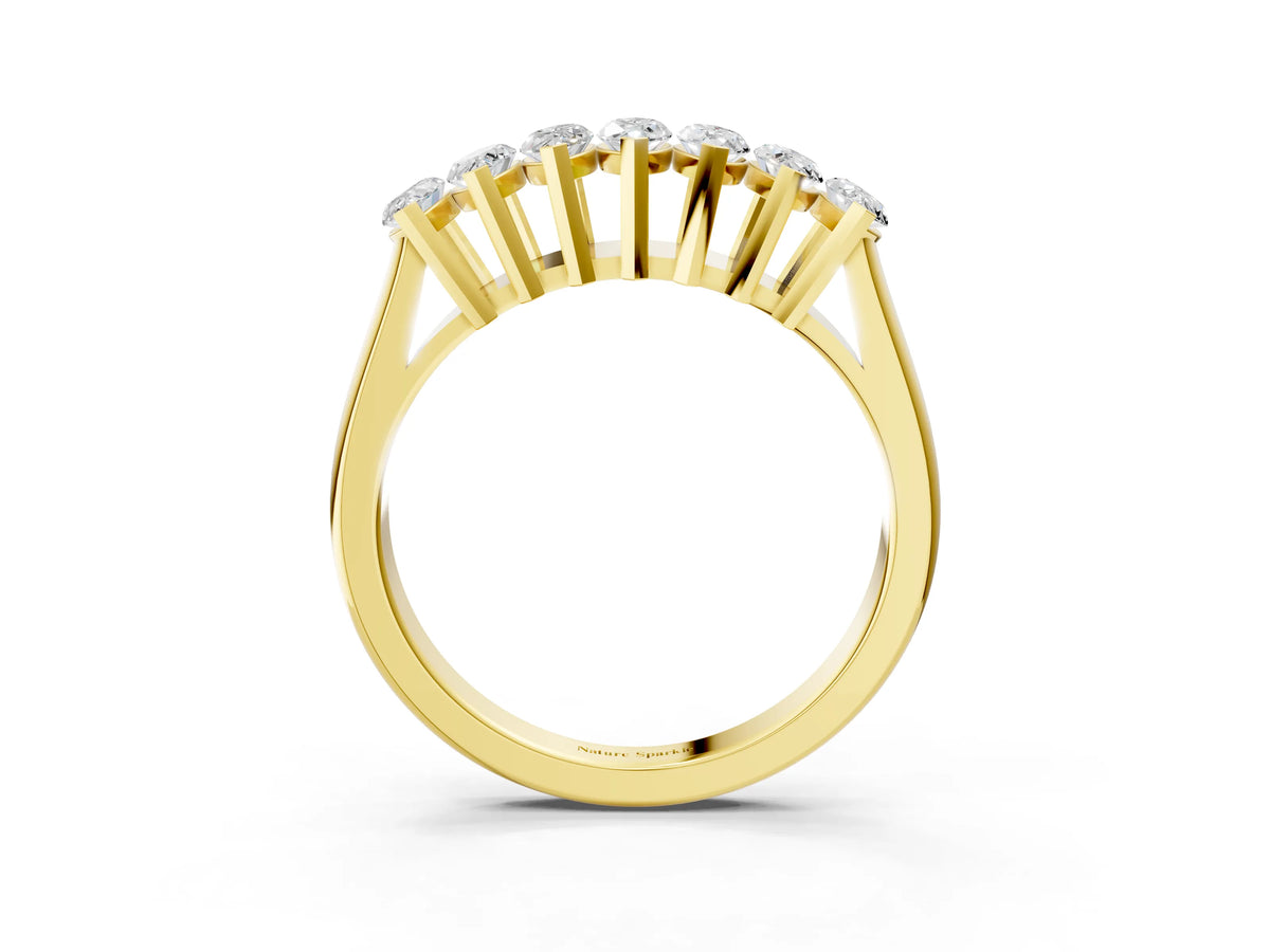 Yellow gold Marquise Diamond Prong Set White Gold Curved Band_3