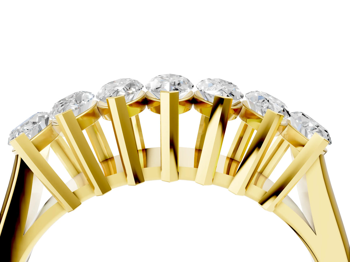 Yellow gold Marquise Diamond Prong Set White Gold Curved Band_4