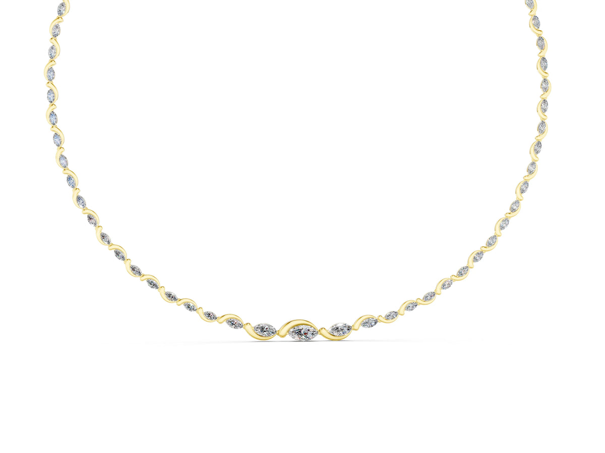 Yellow gold Marquise Diamond Riviera Necklace