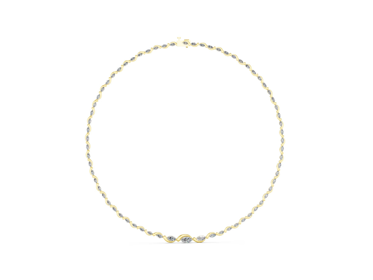 Yellow gold Marquise Diamond Riviera Necklace_1