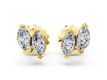 Yellow gold Marquise Diamond Two Stone Stud Earrings