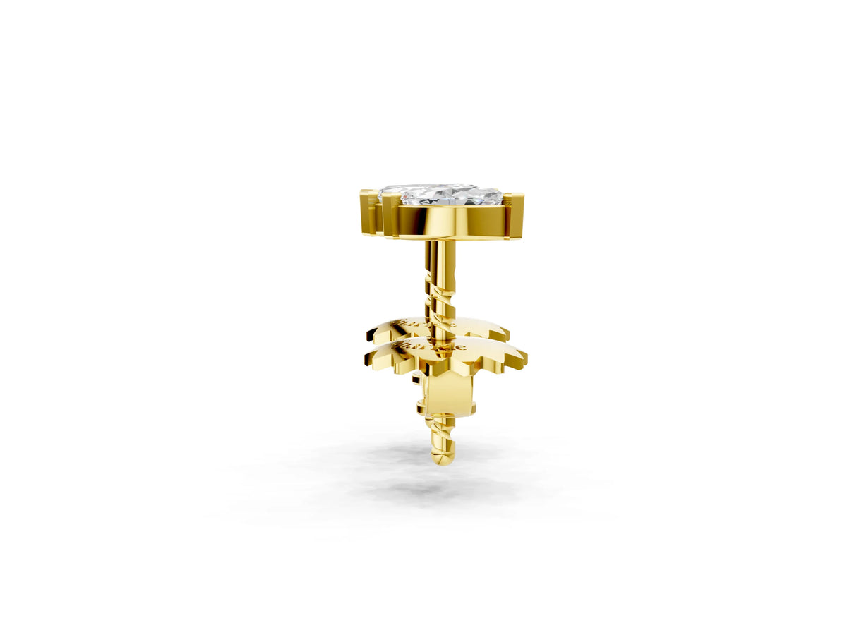 Yellow gold Marquise Diamond Two Stone Stud Earrings_2