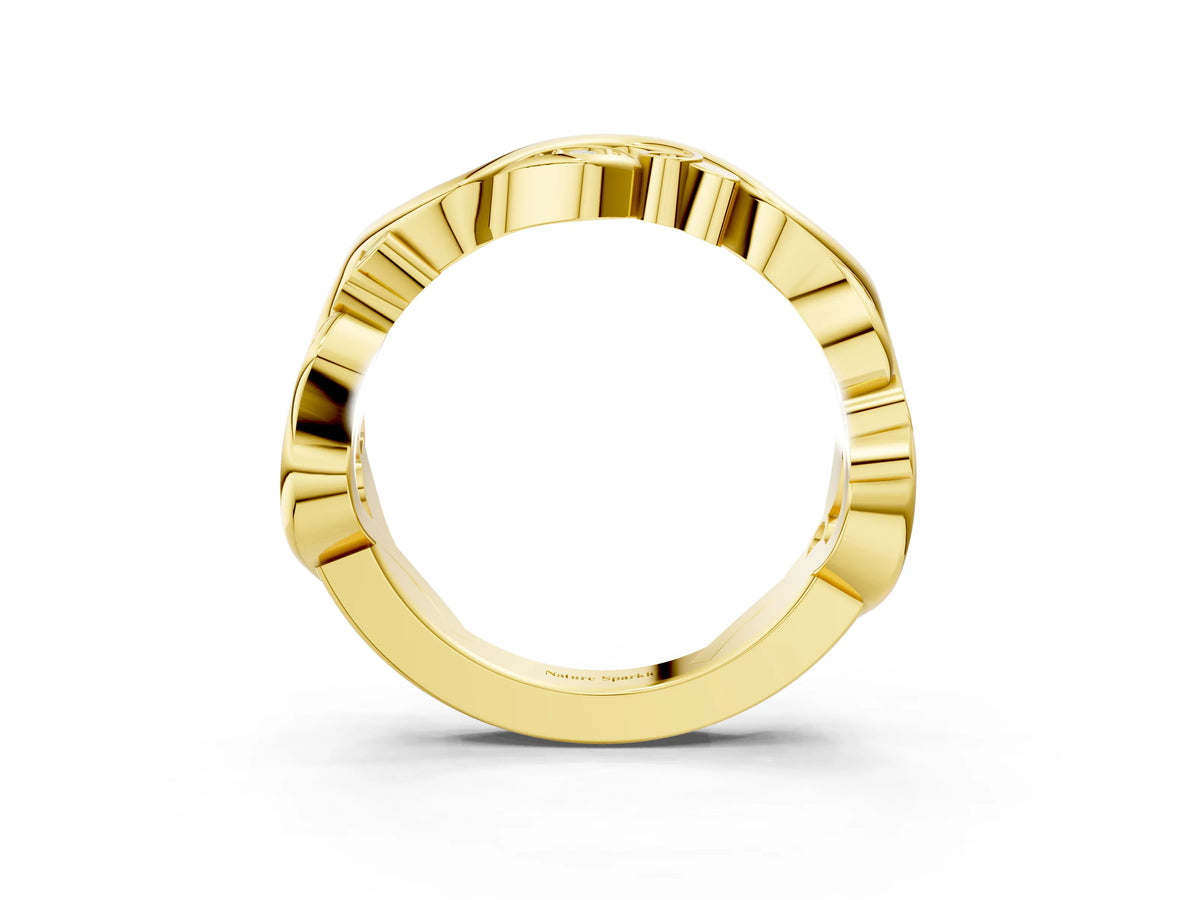 Yellow gold Marquise Diamond Vine Eternity Band with Bezel Setting_3