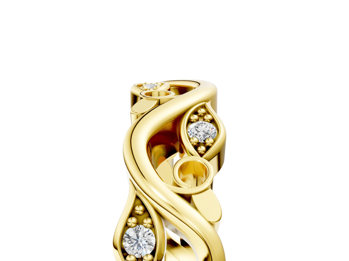Yellow gold Marquise Diamond Vine Eternity Band with Bezel Setting_5