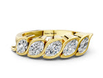 Yellow gold Marquise Diamond Wave Band with Channel Setting