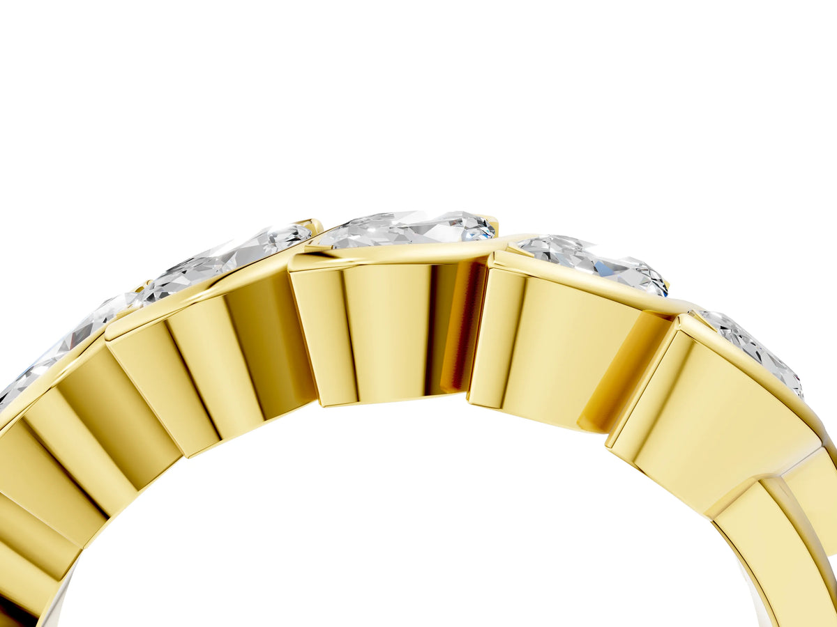 Yellow gold Marquise Diamond Wave Band with Channel Setting_4