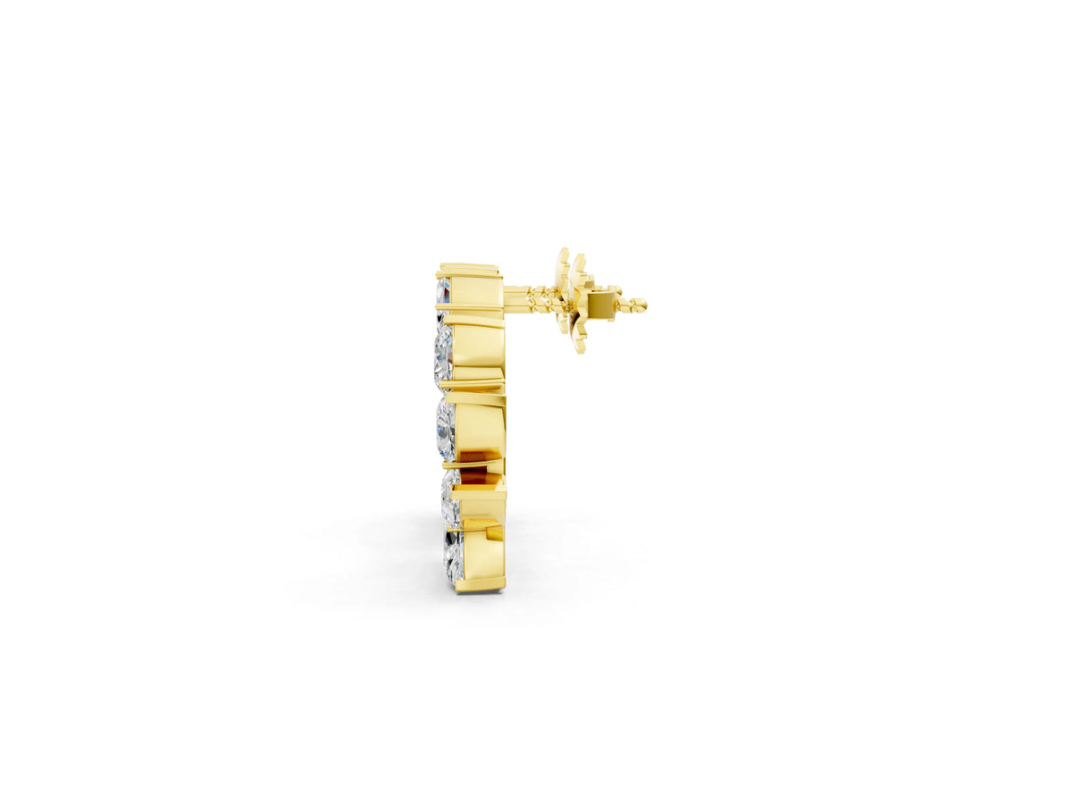 Yellow gold Marquise, Pear and Round Diamond Graduated Cluster Stud Earrings_1