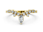 Yellow gold Marquise and Round Diamond Chevron Band with Prong Setting