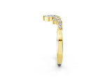 Yellow gold Marquise and Round Diamond Chevron Band with Prong Setting_2