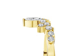 Yellow gold Marquise and Round Diamond Chevron Band with Prong Setting_5