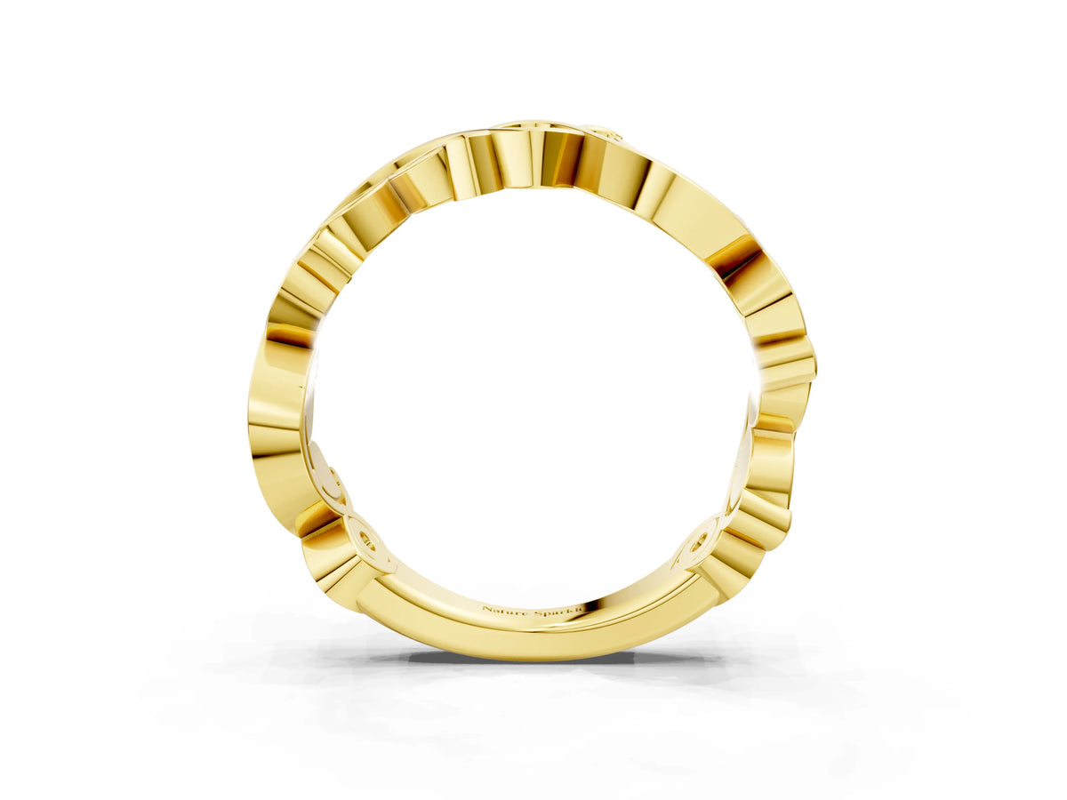 Yellow gold Marquise and Round Diamond Infinity Eternity Band with Bezel Setting_3