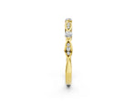 Yellow gold Marquise and Round Diamond Milgrain Band with Bezel Setting_2
