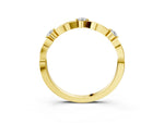 Yellow gold Marquise and Round Diamond Milgrain Band with Bezel Setting_3