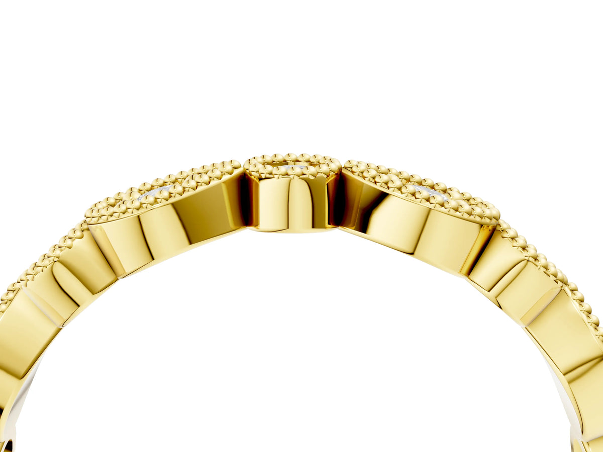 Yellow gold Milgrain Bezel Set Pear and Round Diamond Eternity Band_4