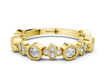 Yellow gold Milgrain Bezel Set Round Diamond Cluster Eternity Band